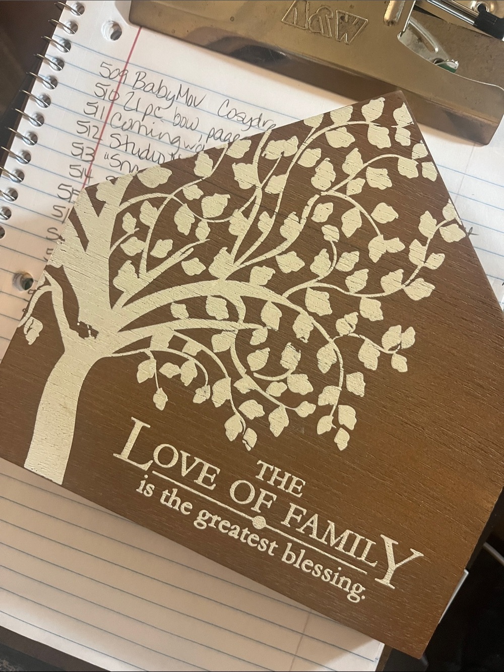 Family Tree Wooden Plaque Notebook Cover - Brown and Creams fwy 523